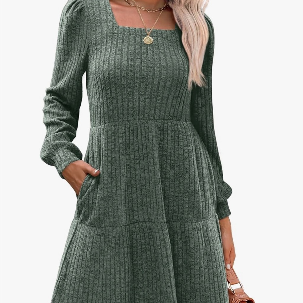 Square neck fall dress